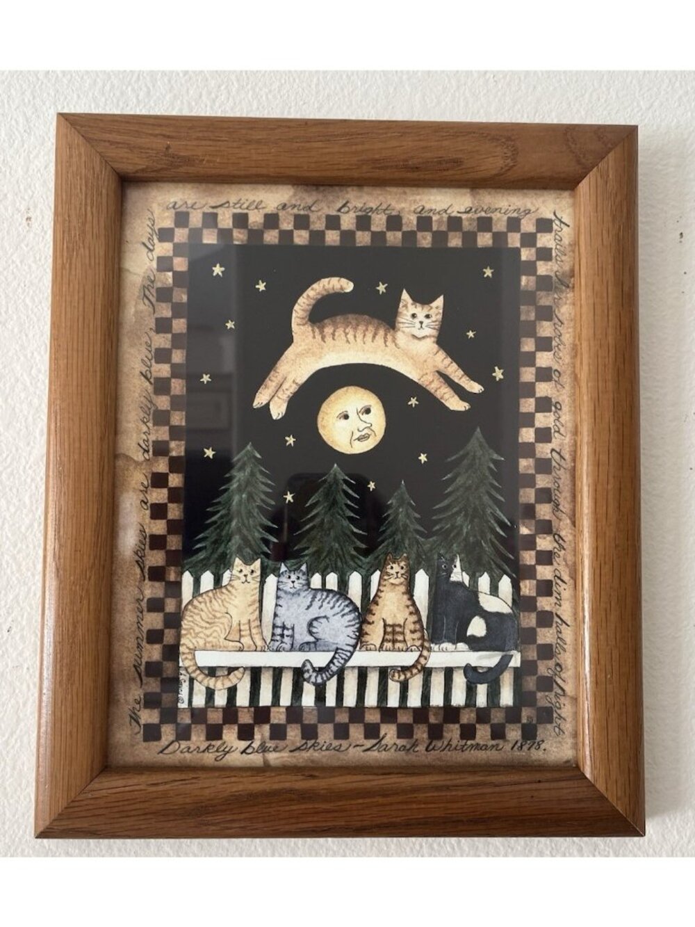 Linda Spivey Halls of Night Framed Print Cats Celestial Moon Rustic Farmhouse